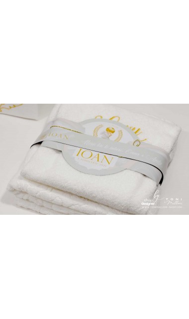 Trusou de botez cu ingeri si broderie personalizata aurie si pattern marble crem mint 25